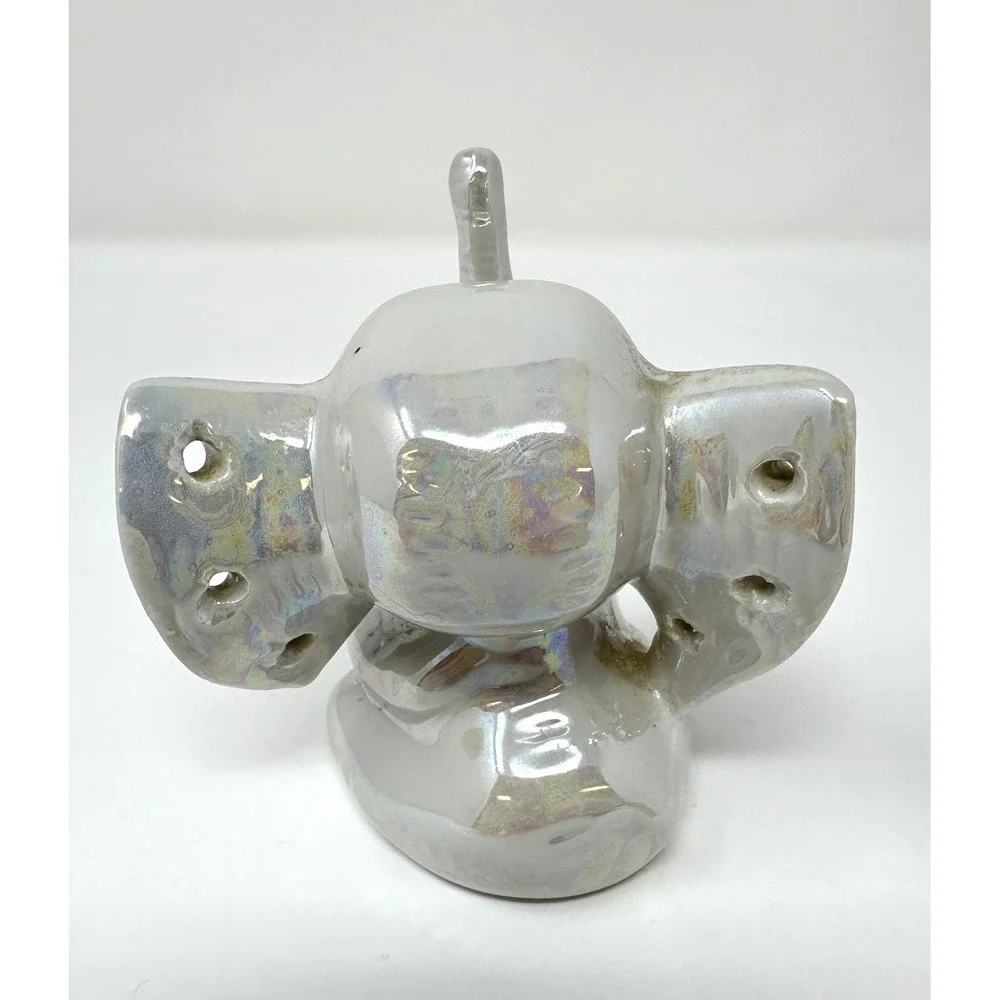 Vintage Iridescent Glass Elephant Earring Holder Jewelry Stand Figurine 3